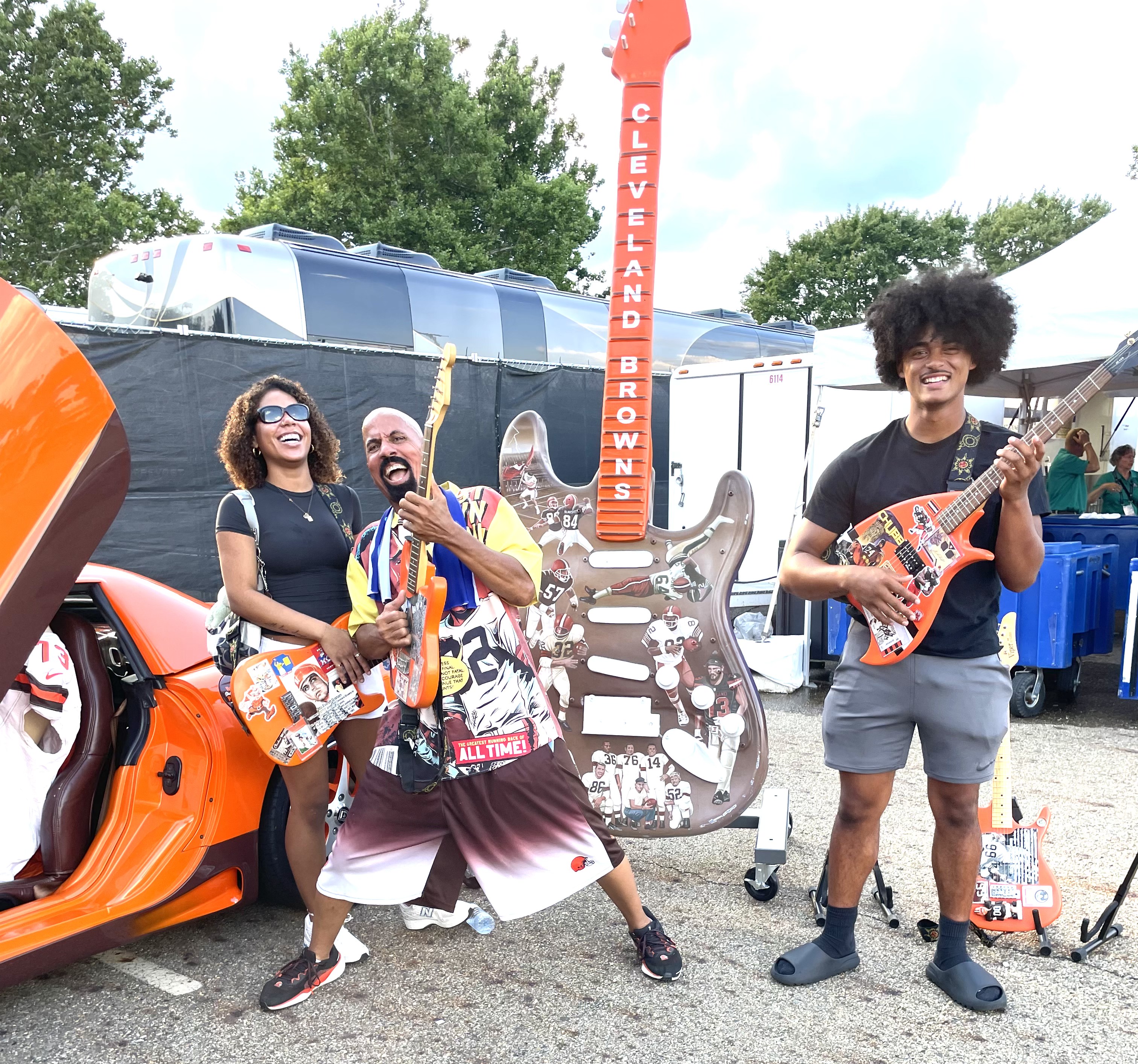 Ray with the Cleveland Browns tribute guitar